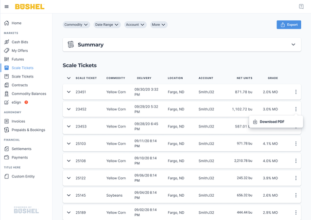 scale ticket export